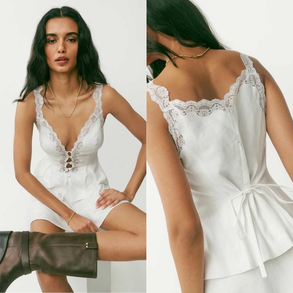 Reformation Tops - REFORMATION Josefina Linen Top in White 4